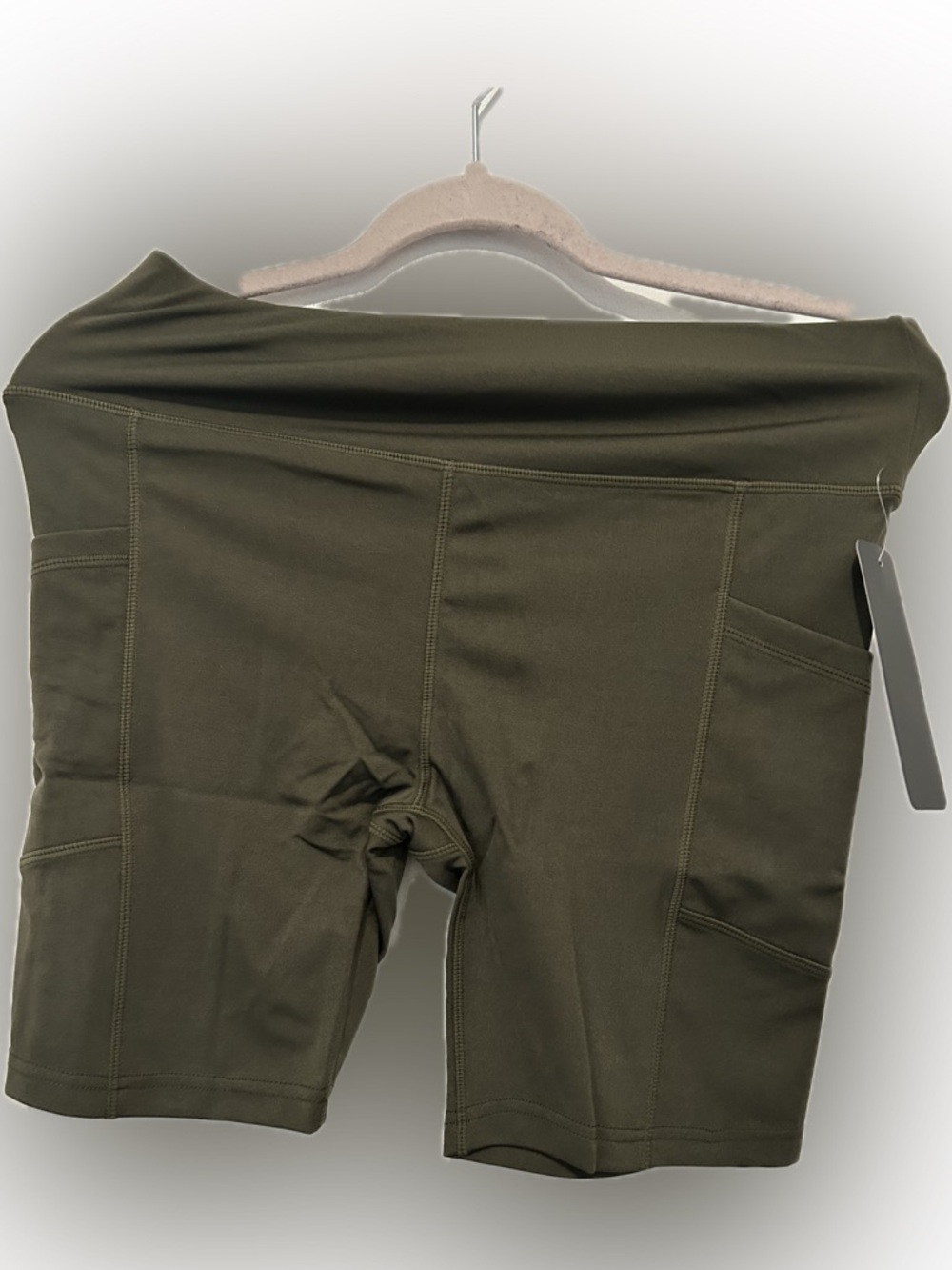 Olive Green High-Waist Biker Shorts
